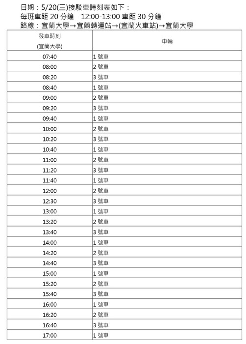 0520接駁車時刻圖片